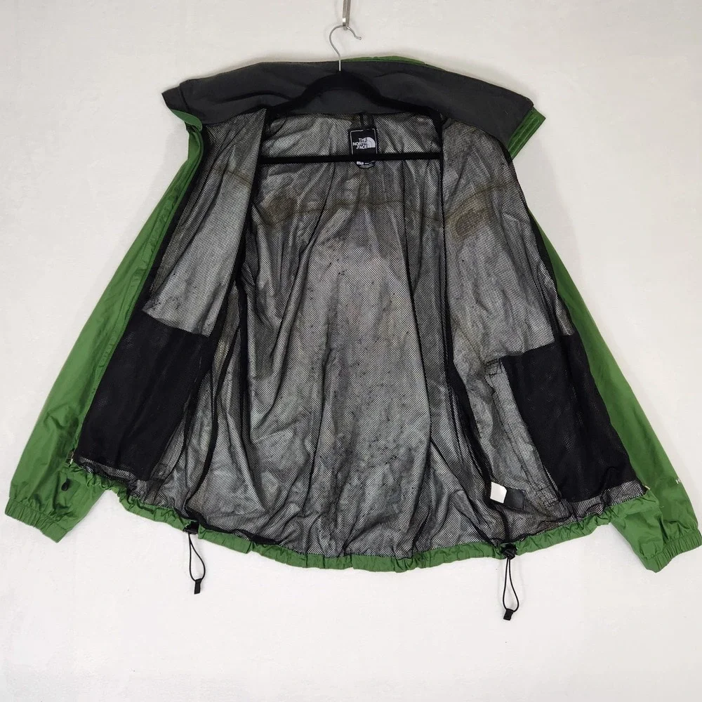The North Face Resolve HyVent Rain Jacket Mens Large Green Hooded Shell AR9T